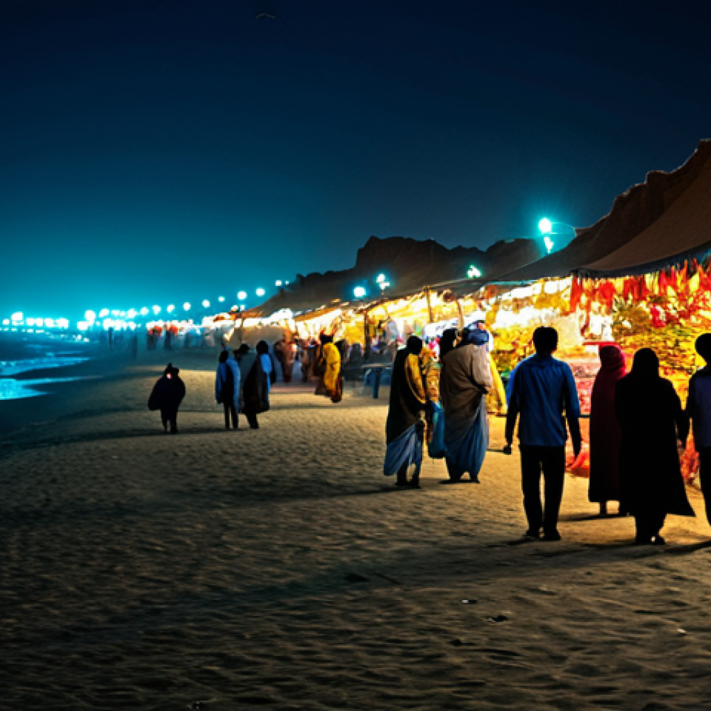 야경 인스타 핫플 - Karachi Clifton Beach at Night**

"Clifton Beach, Karachi at night, fully clothed families enjoying ...
