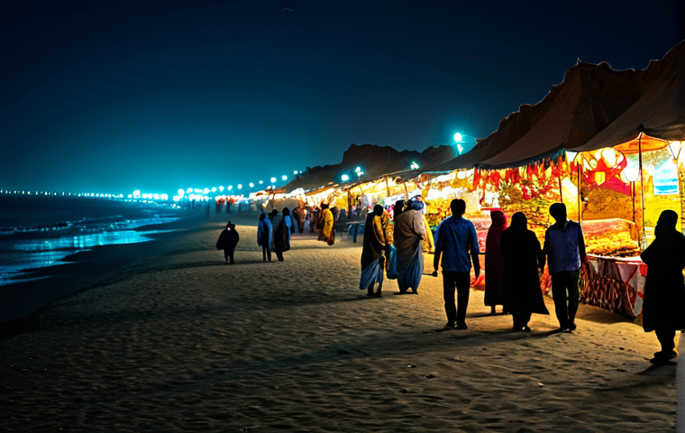 야경 인스타 핫플 - Karachi Clifton Beach at Night**

"Clifton Beach, Karachi at night, fully clothed families enjoying ...